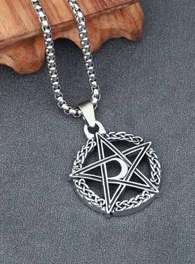 会发光的日月星辰项链学生潮流社会兄弟生日礼物夜光星星男士吊坠