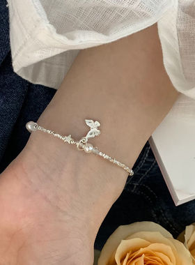 珍珠碎银手链女新款轻奢小众精致百搭简约礼物可调节精致手饰