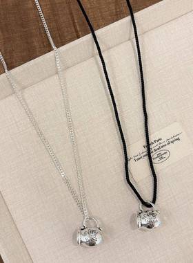 韩系几何花瓶吊坠项链个性时尚气质长款毛衣链小众设计感颈链女款