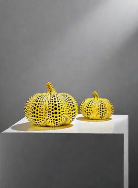 北欧家居装饰品波点艺术南瓜创意树脂工艺品轻奢风高级感客厅摆件