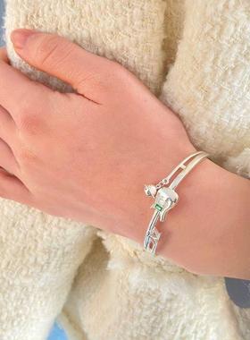 张泽禹粉团手镯吉他行星开口手环镶锆简约独特设计感小众配饰品