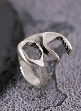 TEMU热销欧美风格时尚开口可调节扳手戒指复古流行百搭戒饰