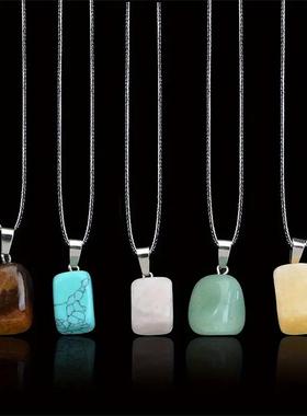 外贸天然水晶玉石玛瑙随形吊坠跨境时尚不规则项饰配件饰品