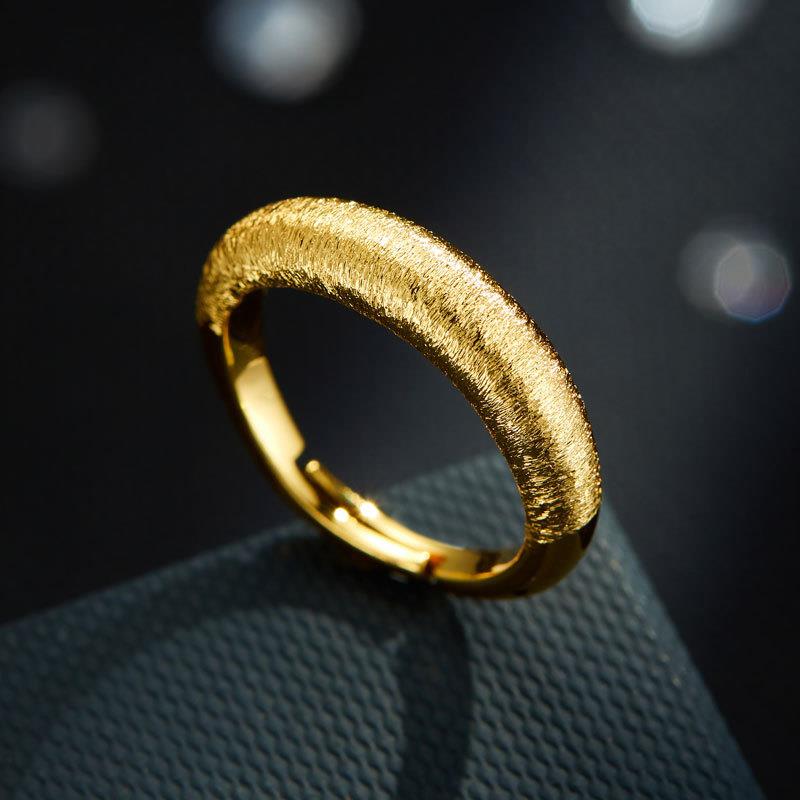 Retro style gold brushed open ring, simple and must-have style, light luxury ring, adjustable index finger ring