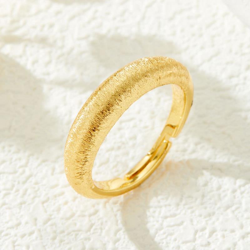 Retro style gold brushed open ring, simple and must-have style, light luxury ring, adjustable index finger ring