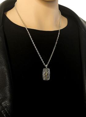 北极星唐草纹吊坠潮男时尚个性嘻哈小众设计感暗黑百搭六星芒项链