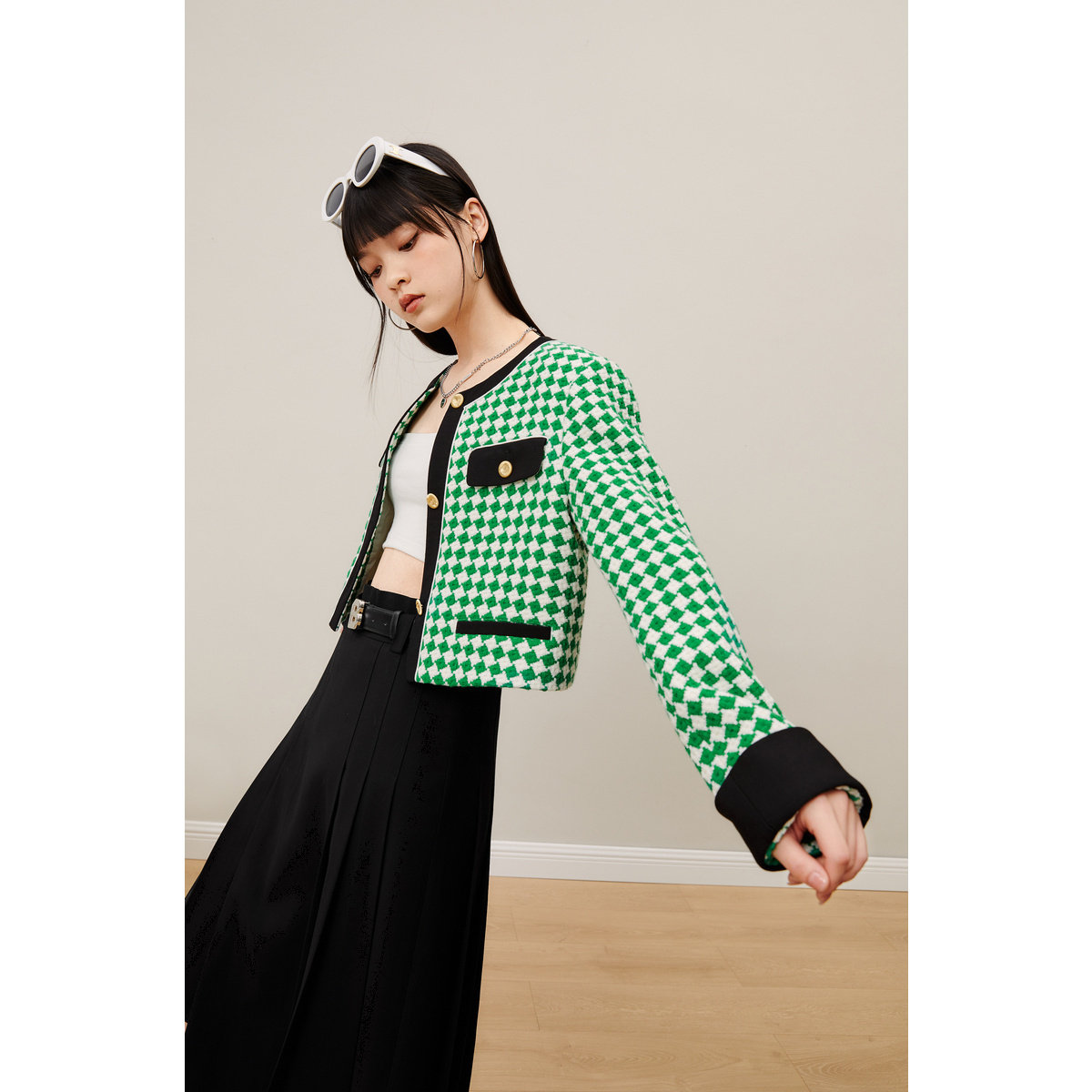 太平鸟小香风早秋新款撞色短外套 太平鸟outlets店短外套