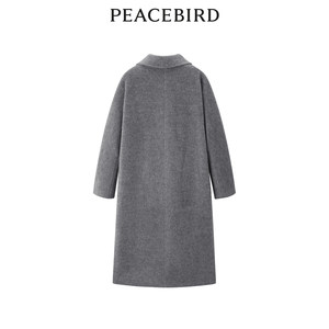 太平鸟女装通勤双排扣西装领骆马绒羊绒大衣女A1AAD4426