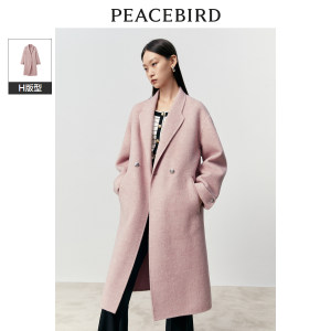 太平鸟女装大师甄绒系列羊驼毛双面呢大衣A1AAD4343
