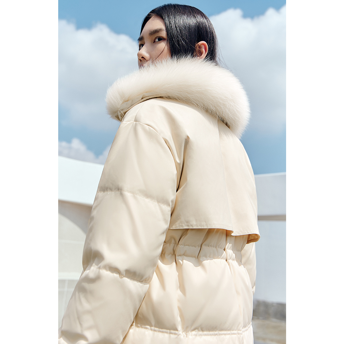 太平鸟中长款毛领年冬季新款羽绒服 太平鸟outlets店羽绒服