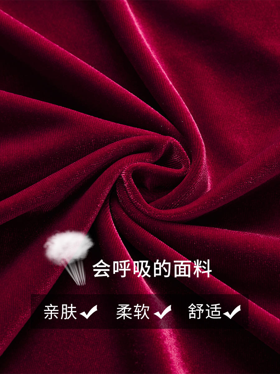 roseroom旗舰店睡衣女秋冬季金丝绒性感五件套睡袍春秋天带胸垫吊带睡裙新娘晨袍3