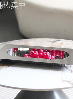 现代创意不锈钢干果零食水果盘碟轻奢风客厅茶几家居桌面托盘摆件