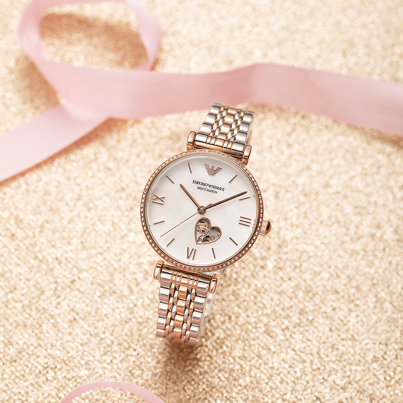 阿玛尼贝母镂空女士机械手表 臻时世界海外欧美腕表