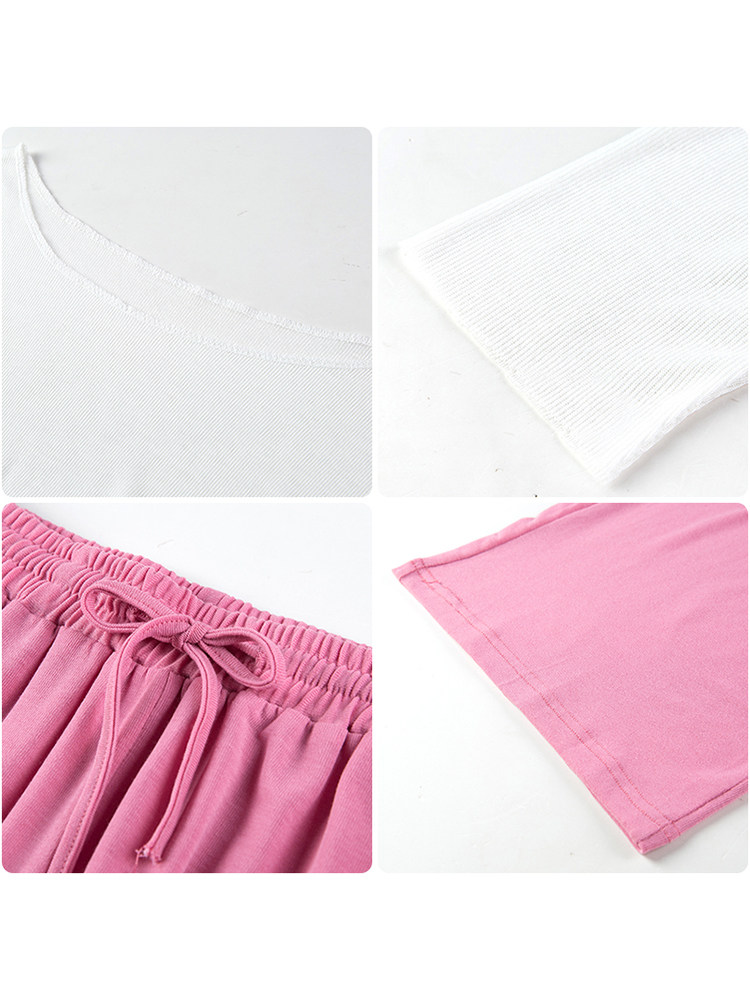 春秋装2020冰丝针织防晒罩衫阔腿裤 法依典休闲运动套装