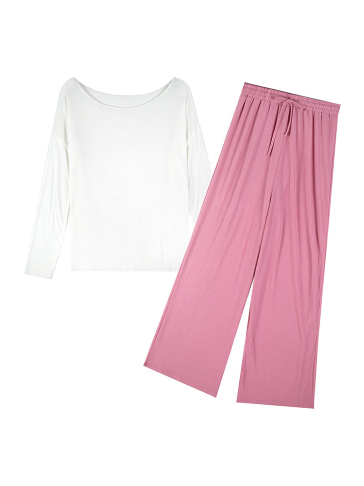 春秋装2020冰丝针织防晒罩衫阔腿裤 法依典休闲运动套装