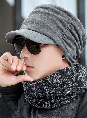男生帽子冬男士时尚户外秋冬季韩版潮百搭褶皱鸭舌帽保暖休闲简约