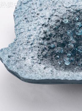 Darchin现代透明树脂深蓝色渐变蓝洞系列钻石果盘样板房客厅茶几