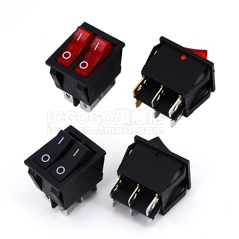 kcd3船型开关按钮电源翘板开关15A250V 3脚6脚2档3档 开孔10.5*28 - 图0