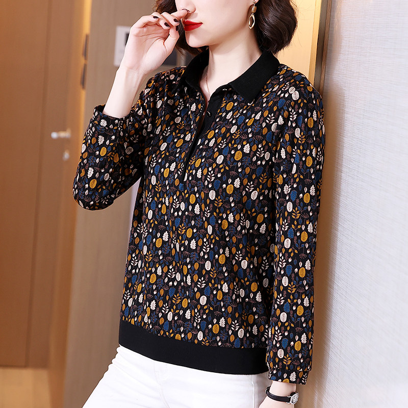 2022年早春新款妈妈碎花洋气t恤 歌思尚中老年女装