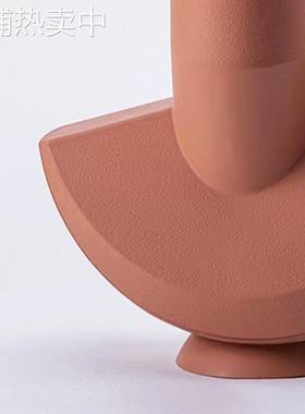 现代极简砖红色抽象几何树脂首饰架摆件家居样板房软装饰品摆设