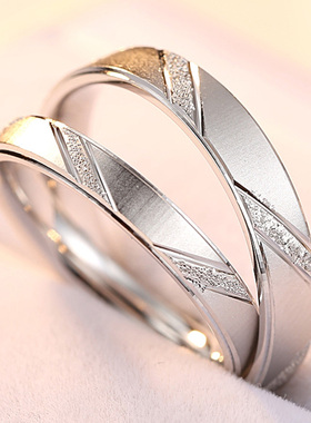 纯银学生日韩风情侣戒指