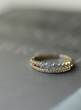 轻奢日系华丽风双层排钻礼物戒指