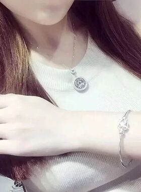 实心Kitty转运珠银手镯送女友