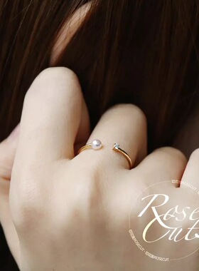 轻奢日系星辰纯银镀18k珍珠尾戒