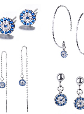 纯银土耳其蓝眼睛圆形冷淡风项链