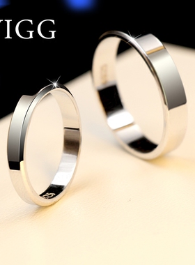 学生光面刻字情侣戒指定制