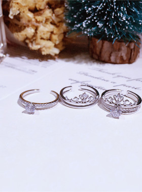 双层组合镶钻两件套戒指抖音同款