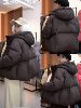 3/3 Sleeves with cover 90 goose down cloud puff bread short down jacket for women New Year and Christmas red thickened