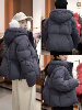 3/3 Sleeves with cover 90 goose down cloud puff bread short down jacket for women New Year and Christmas red thickened