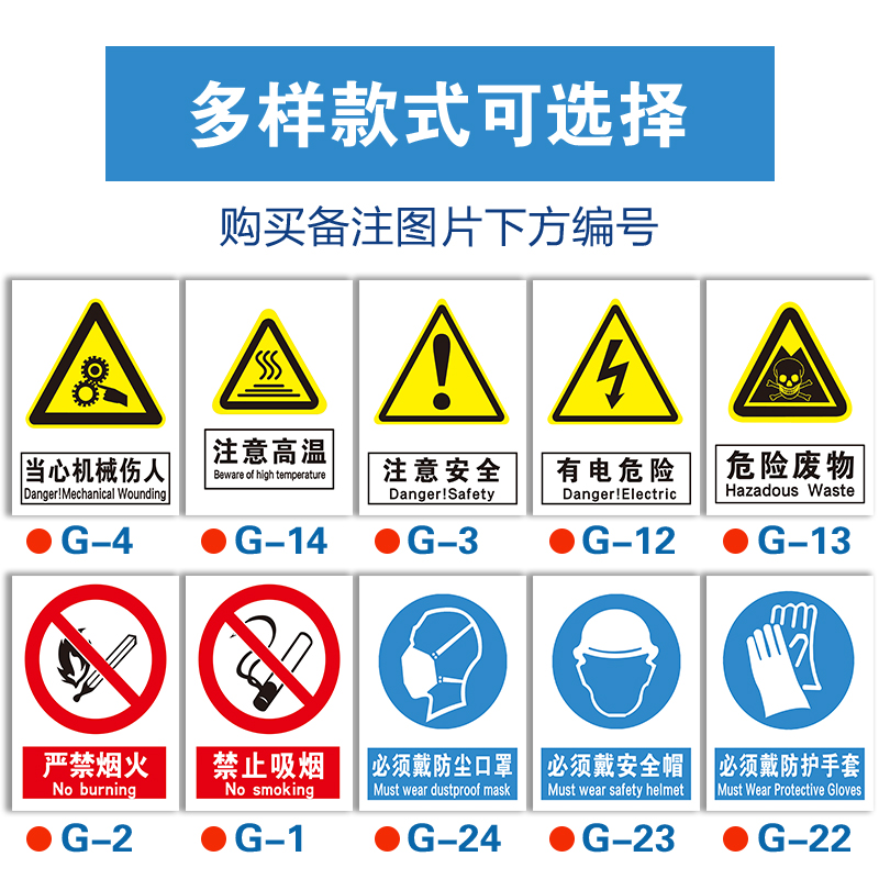 PVC塑料板安全标识牌警告标志仓库消防严禁烟火禁止吸烟提示牌当心触电危险生产车间工地标语标示标牌贴纸-图2