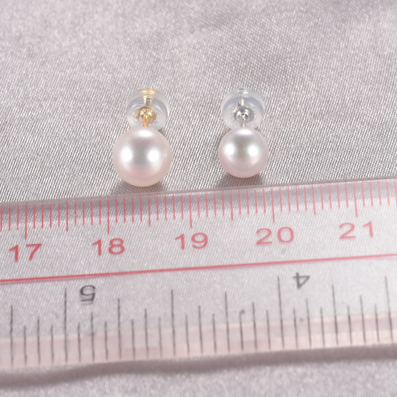 正品18K金日本Akoya海水珍珠耳钉简约耳环天女耳饰送女友闺蜜礼物_虎窝淘