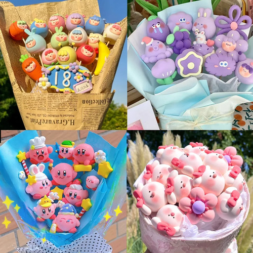 粘土花束diy材料包全套超轻黏土无毒儿童彩泥白色红色太空泥创意手工花丝带胶带节日玩具送闺蜜女友礼物摆件 - 图0