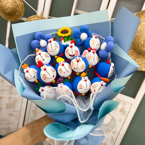 粘土花束diy材料包全套超轻黏土无毒儿童彩泥白色红色太空泥创意手工花丝带胶带节日玩具送闺蜜女友礼物摆件 - 图2