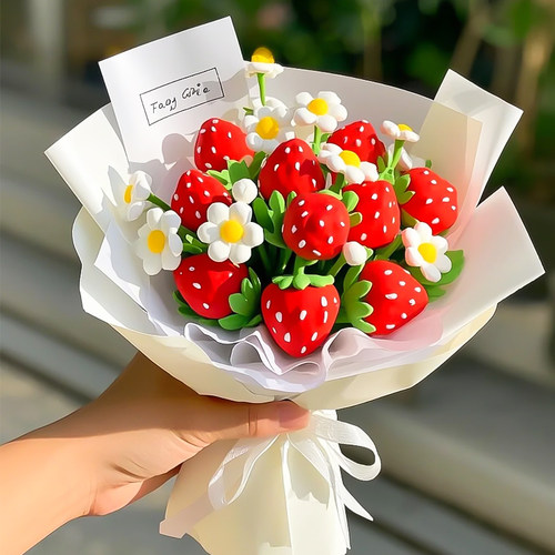 粘土花束diy材料包全套超轻黏土无毒儿童彩泥白色红色太空泥创意手工花丝带胶带节日玩具送闺蜜女友礼物摆件 - 图1