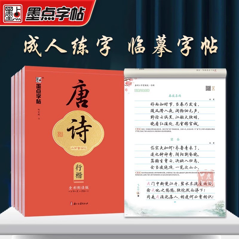 荆霄鹏唐诗宋词练字帖行楷楷书书法临摹字帖 硬笔字帖成年男练字女生字体大气成人大人正楷钢笔专用三百首墨点字贴行书金邢靳霄鹏 - 图0