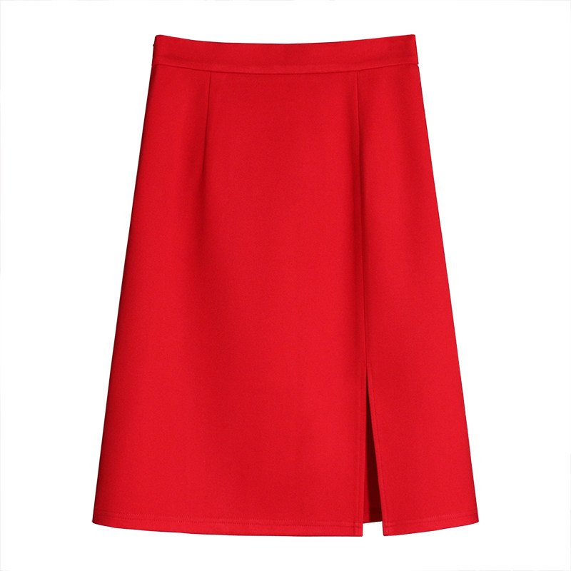 开叉中长款2023春季新款包臀裙子 浅婼半身裙