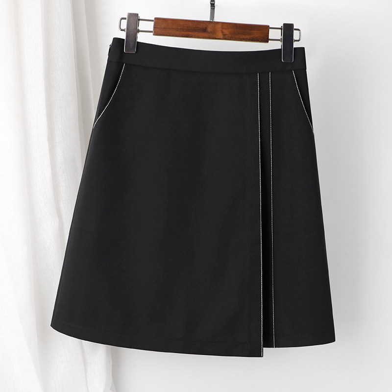2023春季新款高腰有口袋a字半身裙 浅婼半身裙