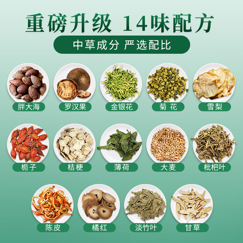 简朗保健食品专营店同仁堂胖大海罗汉果咽炎茶菊花咽喉茶慢性(搭润肺清肺吸烟者可用)2