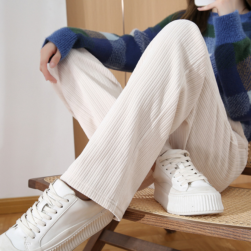 加厚灯芯绒阔腿裤高腰宽松长裤子 畅倩休闲裤