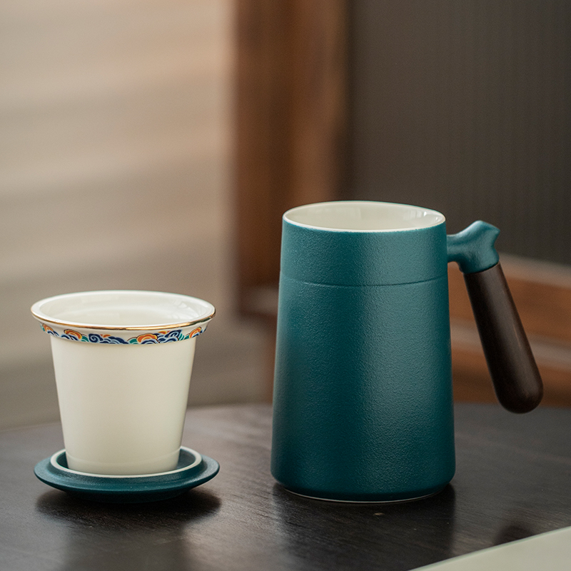 图片定制个人茶杯马克杯带盖过滤内胆办公室泡茶杯子陶瓷公司礼品
