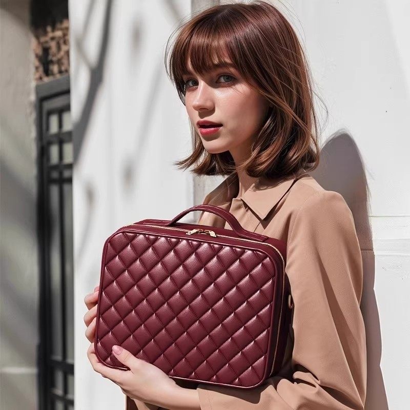 化妆包女2026新款高端带镜子化妆箱外出便携式分区旅行高级收纳盒,淘宝优惠券,粉丝福利购,淘宝优惠卷