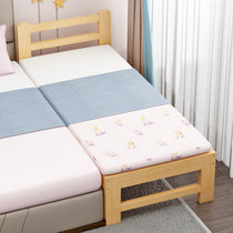  Splicing crib with high fence splicing bed widening bedside solid wood child bed guard rail single plus parquet