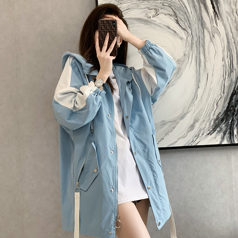 春秋新款韩版宽松大码 学生连帽工装外套 bf 小个子风衣女中长款 2021 春秋新款韩版宽松大码 学生连帽工装外套 bf 小个子风衣女中长款 2021