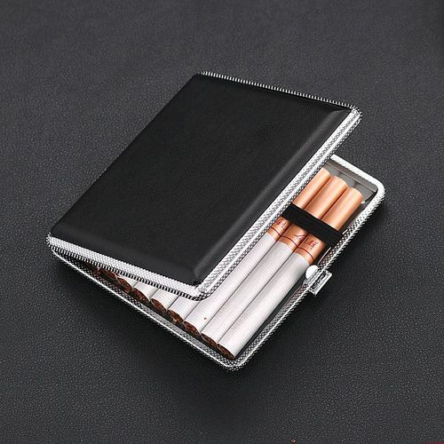 手卷皮质烟盒20支装超薄金属简约香菸便携香烟盒烟烟夹男士礼品