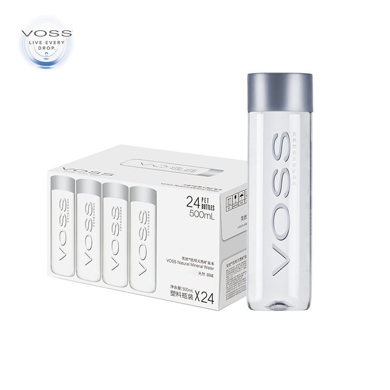 【直播】VOSS芙丝天然矿泉水高端饮用水弱碱性水500ml*24瓶整箱_咖啡_麦片_冲饮 第2张