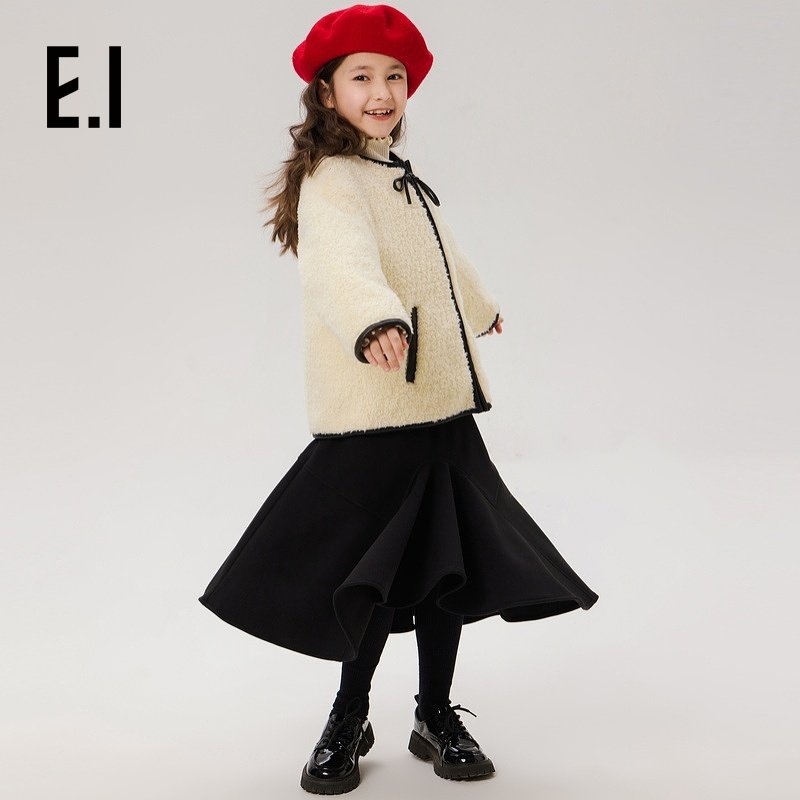ei童装女童仿羊羔毛夹棉外套冬装新款中大童新中式国风上衣,淘宝优惠券,粉丝福利购,淘宝优惠卷